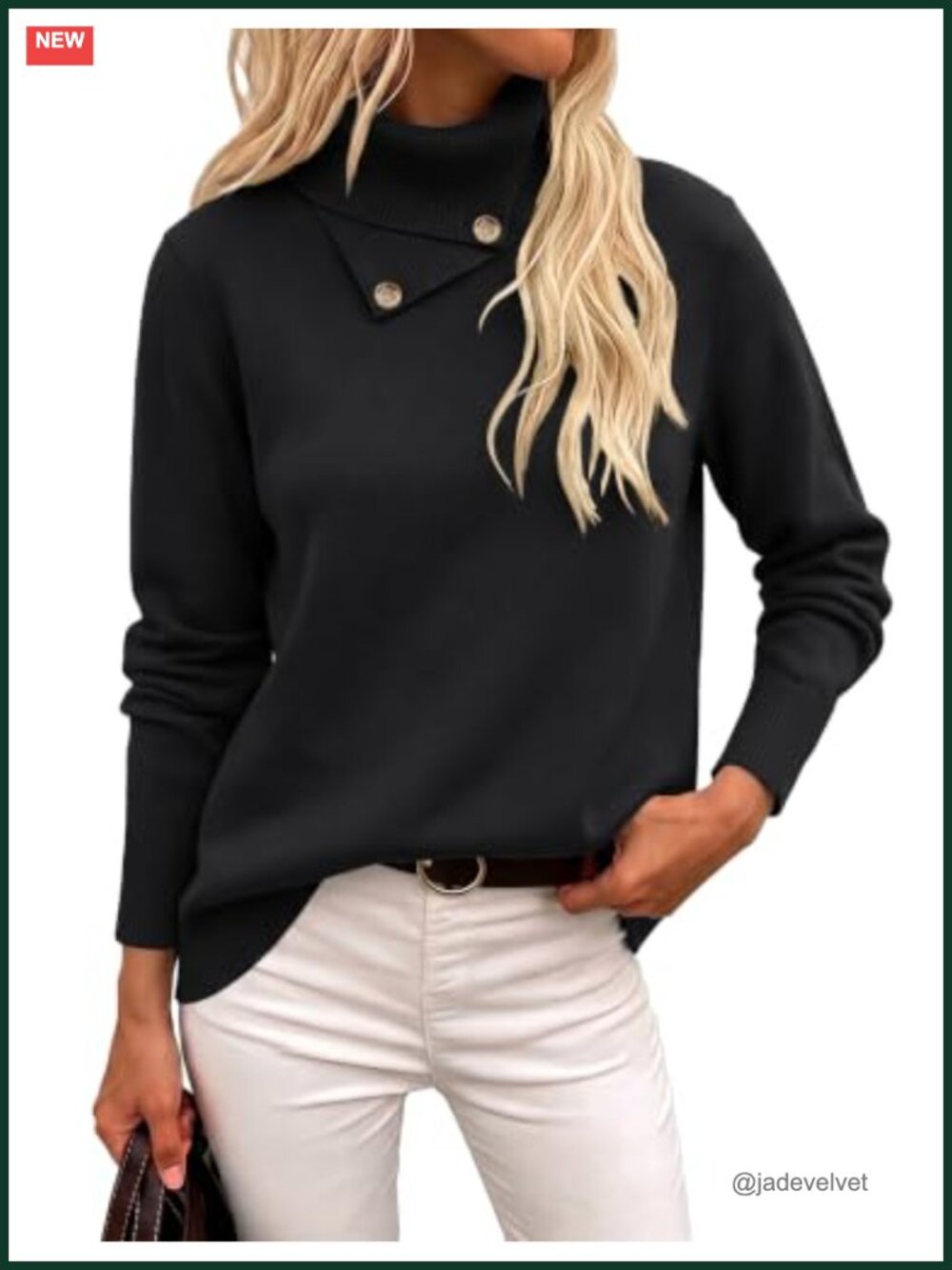 Women's Turtleneck Sweater Long Sleeve Asymmetrical Neck Knit Pullover